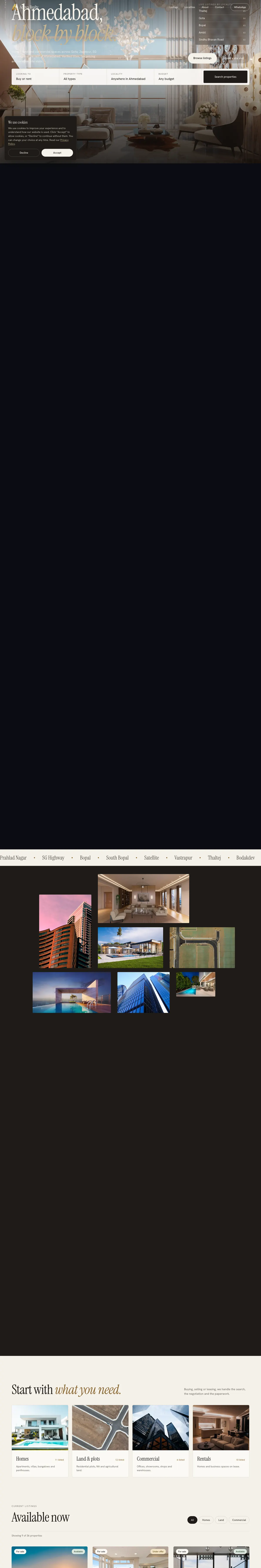 Adhya Realty website, full page