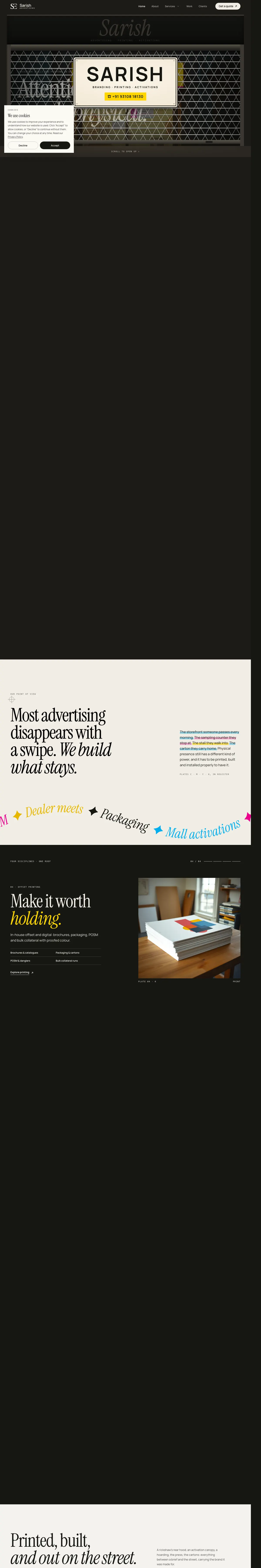 Sarish Advertising website, full page